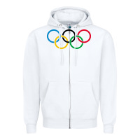 White Olympic Rings Zipper Hoodie - artisFamous