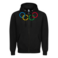 Black Olympic Rings Zipper Hoodie - artisFamous