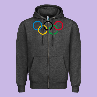 Olympic Rings Zipper Hoodie Designed By Artisfamous