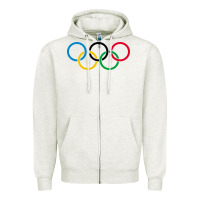 Oatmeal Heather Olympic Rings Zipper Hoodie - artisFamous