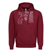 Burgundy modest Zipper Hoodie - artisFamous