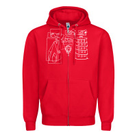 Red modest Zipper Hoodie - artisFamous