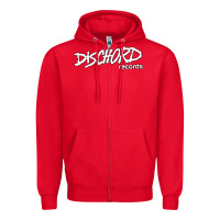 Red Discord American Label Record Zipper Hoodie - artisFamous
