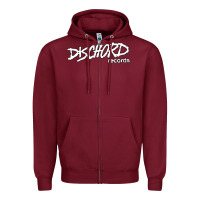 Burgundy Discord American Label Record Zipper Hoodie - artisFamous