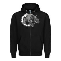 Black Rhino Zipper Hoodie - artisFamous