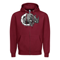 Burgundy Rhino Zipper Hoodie - artisFamous
