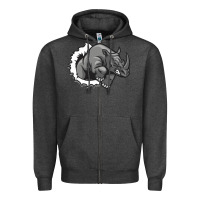 Charcoal Heather Rhino Zipper Hoodie - artisFamous
