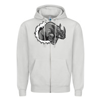 Dove Grey Rhino Zipper Hoodie - artisFamous