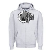 Heather Grey Rhino Zipper Hoodie - artisFamous
