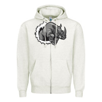 Oatmeal Heather Rhino Zipper Hoodie - artisFamous