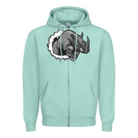 Seafoam Rhino Zipper Hoodie - artisFamous