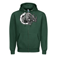 Sports Green Rhino Zipper Hoodie - artisFamous