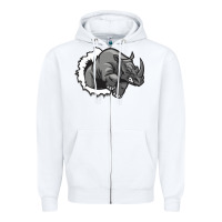 White Rhino Zipper Hoodie - artisFamous