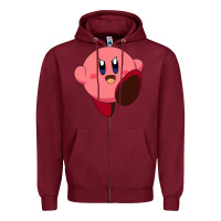 Burgundy Kirby's Adventure Zipper Hoodie - artisFamous