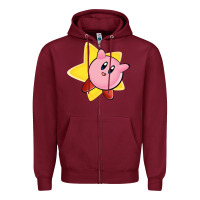 Burgundy Kirby's Adventure Zipper Hoodie - artisFamous