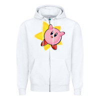 White Kirby's Adventure Zipper Hoodie - artisFamous