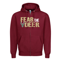 Burgundy fear the deer Zipper Hoodie - artisFamous