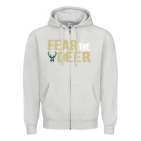 Dove Grey fear the deer Zipper Hoodie - artisFamous