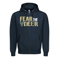 Navy fear the deer Zipper Hoodie - artisFamous