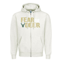 Oatmeal Heather fear the deer Zipper Hoodie - artisFamous
