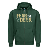 Sports Green fear the deer Zipper Hoodie - artisFamous