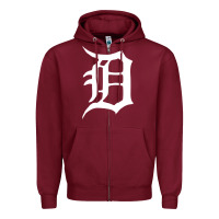Burgundy detroit Zipper Hoodie - artisFamous