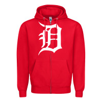 Red detroit Zipper Hoodie - artisFamous