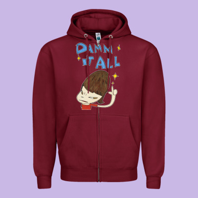 Damm It All Zipper Hoodie Designed By Artisfamous