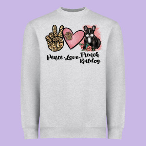 Peace Love French Bulldog Heavyweight Sweatshirt Designed By Jahusdesignshop