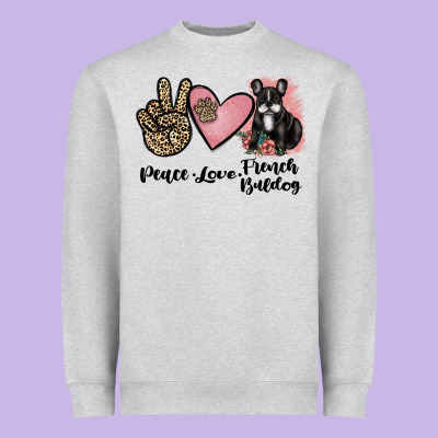Peace Love French Bulldog Heavyweight Sweatshirt Designed By Jahusdesignshop