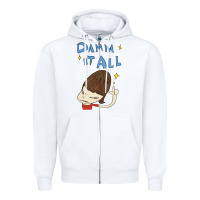 White Damm It All Zipper Hoodie - artisFamous