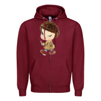 Burgundy Little Yoshitomo Knives Zipper Hoodie - artisFamous