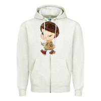 Oatmeal Heather Little Yoshitomo Knives Zipper Hoodie - artisFamous