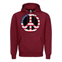 Burgundy United states peace symbol Zipper Hoodie - artisFamous