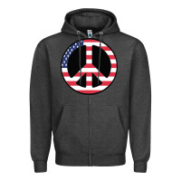 Charcoal Heather United states peace symbol Zipper Hoodie - artisFamous