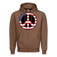 Chestnut United states peace symbol Zipper Hoodie - artisFamous