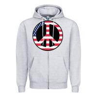 Heather Grey United states peace symbol Zipper Hoodie - artisFamous