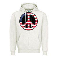 Oatmeal Heather United states peace symbol Zipper Hoodie - artisFamous