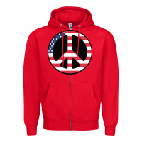 Red United states peace symbol Zipper Hoodie - artisFamous
