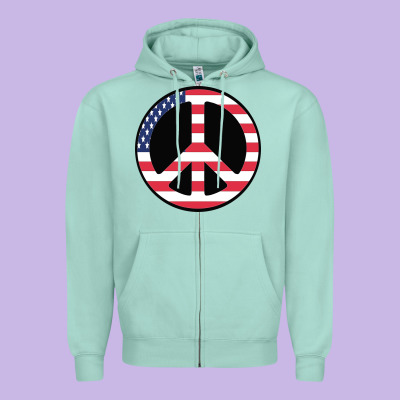United States Peace Symbol Zipper Hoodie Designed By Artisfamous