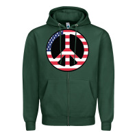 Sports Green United states peace symbol Zipper Hoodie - artisFamous