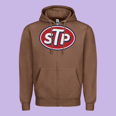Stp Motor Oil Distressed Zipper Hoodie Designed By Artisfamous