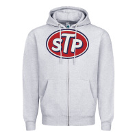 Heather Grey stp motor oil distressed Zipper Hoodie - artisFamous