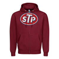 Burgundy stp motor oil distressed Zipper Hoodie - artisFamous