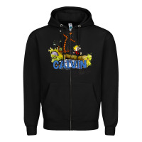 Black calvin hobbes Zipper Hoodie - artisFamous