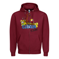 Burgundy calvin hobbes Zipper Hoodie - artisFamous