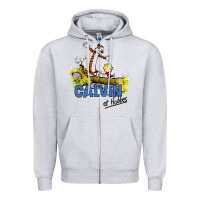 Heather Grey calvin hobbes Zipper Hoodie - artisFamous