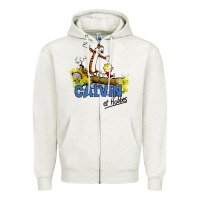 Oatmeal Heather calvin hobbes Zipper Hoodie - artisFamous