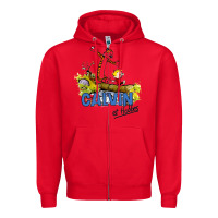 Red calvin hobbes Zipper Hoodie - artisFamous