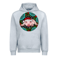 Heather Grey Baby Pig Christmas Urban Hoodie - RanaPortraitStore